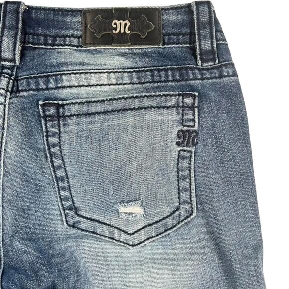 Miss Me Jeans Womens 32 Ankle Skinny Cropped Distressed Floral Embroidered Denim - Picture 5 of 8
